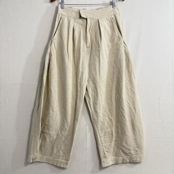 Free People Trouser in Beige Size Small  *missing One Of The Metal Hooks - Picture 1 of 10